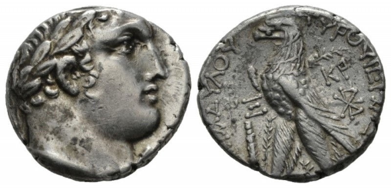 Phoenicia, Tyre Tetradrachm 35-36, AR 27mm., 14.20g. Laureate head of Melkarth r...