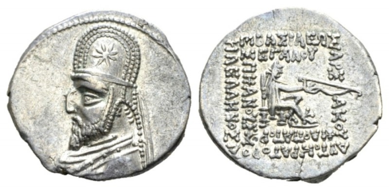 Parthia, Mithradates III, circa 87-80 BC Rhagai Drachm 87-80, AR 20.5mm., 4.01g....