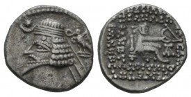 Parthia, Phraates IV, 38 - 2 Ecbatana Drachm 38-2 BC, AR 18mm., 3.72g. Diademed and draped bust l.; behind eagle. Rev. Archer enthroned r. Sellwood 52...