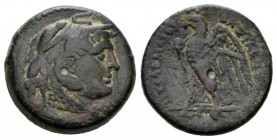The Ptolemies, Ptolemy II Philadelphos, 285-246 Alexandria Bronze 260-246, Æ 23mm., 9.45g. Head of Alexander III r. Rev. Eagle standing l.; on thunder...