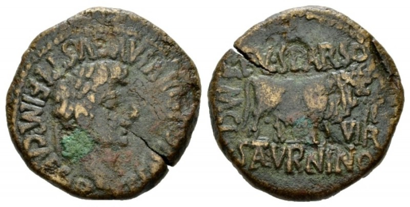 Hispania, Calagurris Divus Augustus. Died AD 14. As 14-37, Æ 28mm., 13.60g. Laur...