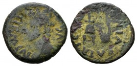 Hispania, Colonia Patricia Octavian as Augustus, 27 BC – 14 AD Semis 27 BC-14 AD, Æ 22.5mm., 5.36g. PERM CAES AVG Bare head l. Rev. COLONIA PATRICIA A...