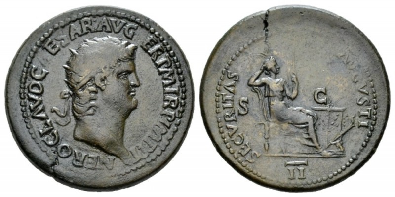 Nero, 54-68 Dupondius circa 64, Æ 32mm., 12.27g. NERO CLAVDIVS CAESAR AVG GER P ...