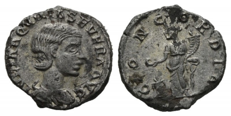 Aquilia Severa, wife of Elagabalus Denarius Fouree 220-221, AR 18mm., 3.12g. IVL...