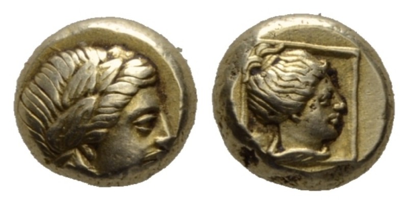 Lesbos, Mytilene Hecte 337-326, EL 10mm., 2.57g. Laureate head of Apollo r. Rev....