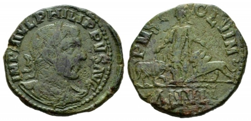 Moesia, Viminacium Philip I, 244-249 Bronze 245-246, Æ 30.5mm., 16.32g. Laureate...