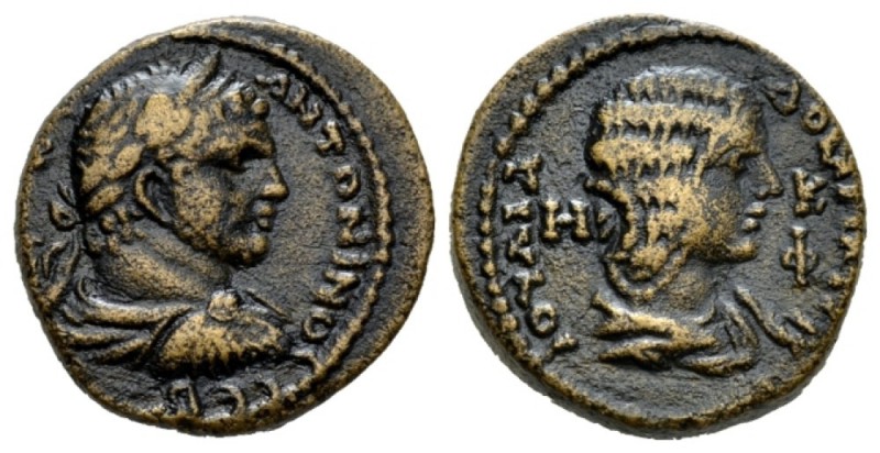 Syria, Emesa Caracalla, 198-217 Bronze 217, Æ 23mm., 1.57g. Laureate, draped and...