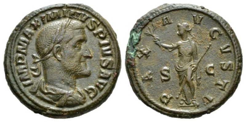 Maximinus I, 235-238 As 236-237, Æ 26.5mm., 12.99g. MAXIMINVS PIVS AVG GERM Laur...