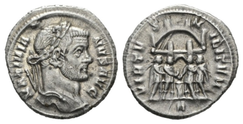 Maximianus Herculius, first reign 286-305 Argenteus Rome 295-297, AR 19.5mm., 3....