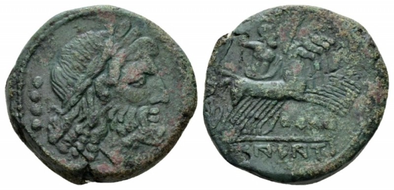 Campania, Calatia Quadrans 216-211, Æ 28.5mm., 23.27g. Laureate head of Zeus r.;...