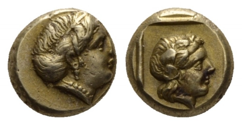 Lesbos, Mytilene Hecte 412-378, EL 10mm., 2.55g. Head of Io r., wearing tainia. ...