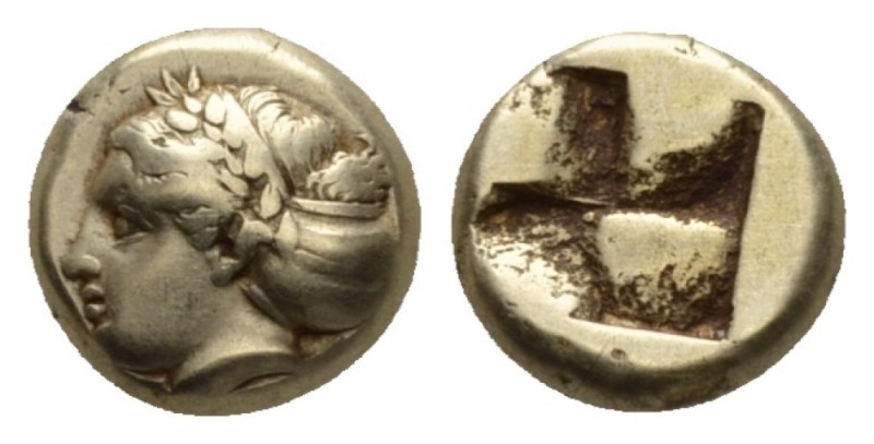 Ionia, Phocaea Hecte circa 360, EL 10.5mm., 2.54g. Female head l., wearing laure...