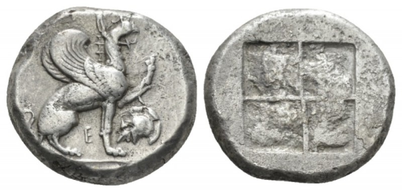 Ionia, Teos Stater 478-449, AR 21mm., 11.75g. Griffin seated r., with l. forepaw...