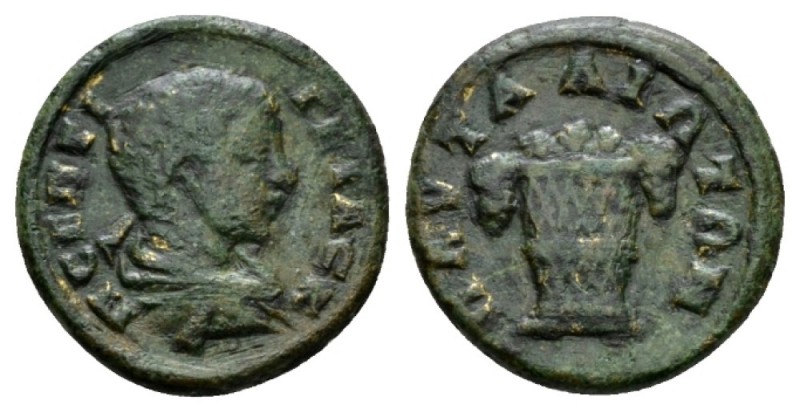 Thrace, Pautalia Geta, 209-212 Bronze 209-211, Æ 18.5mm., 3.48g. Draped and cuir...