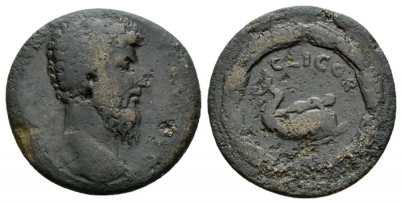 Corinthia, Corinth Lucius Verus, 161-169 Bronze 161-169, Æ 26.5mm., 8.13g. Drape...