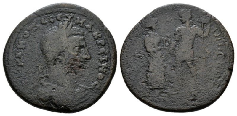 Cilicia, Tarsus Macrinus, 217-218 Bronze 217-218, Æ 33mm., 15.06g. Laureate, dra...