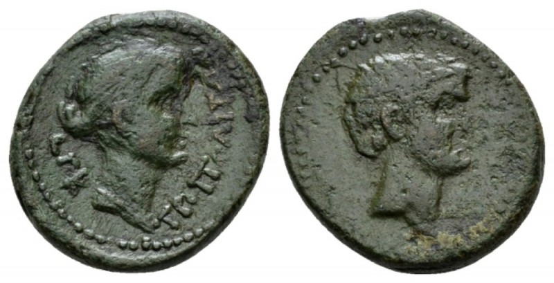 Phoenicia, Tripolis Mark Antony-Fulvia Bronze 42-41 year 23 of the Pompeian era,...