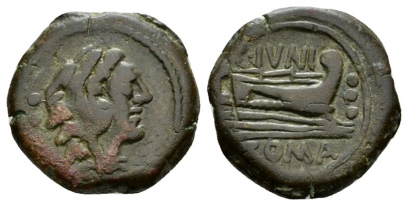 C. Iunius C.f. Quadrans 149, Æ 22mm., 7.74g. Head of Hercules r., wearing lion’s...