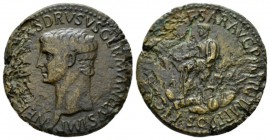 In the name of Nero Claudius Drusus, father of Germanicus and Claudius Sestertius 41-42, Æ 33mm., 25.38g. NERO CLAVDIVS DRVSVS GERMANICVS IMP Bare hea...