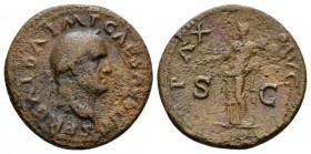 Galba, 68-69 As July 98-Jan 69, Æ 28mm., 9.99g. SER GALBA IMP CAES AVG TR P Laureate head r. Rev. PAX AVGVST Pax standing l., holding branch and scept...