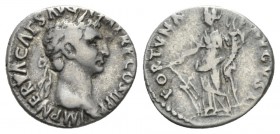 Nerva, 96-98 Denarius 96, AR 18mm., 3.30g. IMP NERVA CAES AVG P M TR P COS II P P Laureate head r. Rev. FORTVNA AVGVST Fortuna standing l.; holding ru...