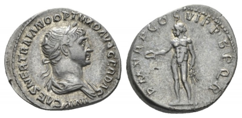 Trajan, 98-117 Denarius 113-114, AR 20mm., 3.65g. IMP TRAIANO OPTIMO AVG GER DAC...