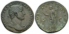 Hadrian, 117-138 Sestertius 119, Æ 33mm., 26.92g. IMP CAESAR TRAIANVS - HADRIANVS AVG Laureate bust r., drapery on l. shoulder. Rev. PONT MAX TR POT C...