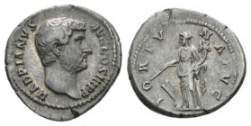 Hadrian, 117-138 Denarius 134-138, AR 19mm., 3.29g. HADRIANVS AVG COS III P P Bare head r. Rev. FORTVNA AVG Fortuna standing l., holding cornucopia an...