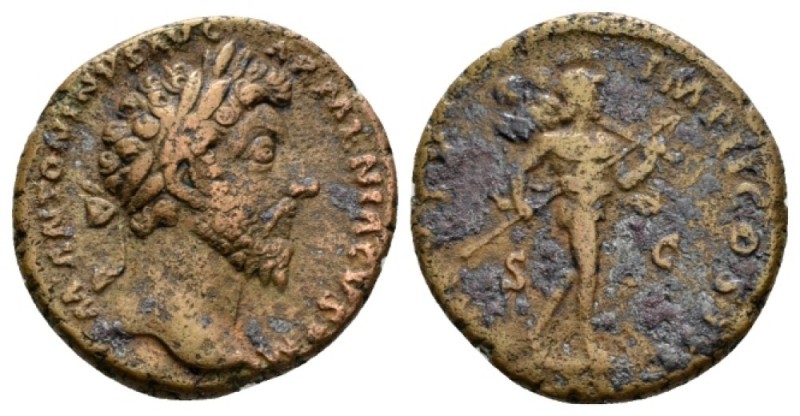 Marcus Aurelius, 161-180 As 164-165, Æ 24mm., 9.02g. M ANTONINVS AVG - ARMENIACV...