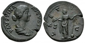 Faustina junior, daughter of Antoninus Pius and wife of Marcus Aurelius Sestertius circa 161-176, Æ 32mm., 20.10g. FAVSTINA AVGVSTA Draped bust r., ha...