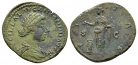 Lucilla, daughter of M. Aurelius and wife of Lucius Verus As 163-169, Æ 27.5mm., 10.98g. LVCILLAE AVG ANTONINI AVG F Draped bust r. Rev. PIETAS Pietas...