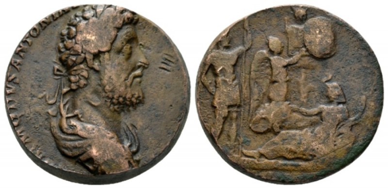 Commodus, 177-192 Medallion 189-191, Æ 33.5mm., 50.08g. Laureate, draped, and cu...