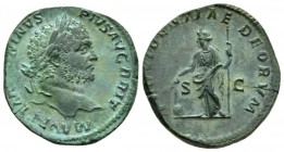 Caracalla, 198-217 Sestertius 210-213, Æ 30mm., 22.37g. M AVREL ANTONINVS – PIVS AVG BRIT Laureate head r. Rev. PROVIDENTIAE DEORVM S – C Providentia ...