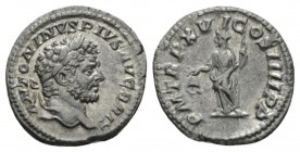 Caracalla, 198-217 Denarius 213, AR 18.5mm., 3.13g. ANTONINVS PIVS - AVG BRIT Laureate head r. Rev. P M TR P XVI - COS IIII P P Libertas standing l., ...