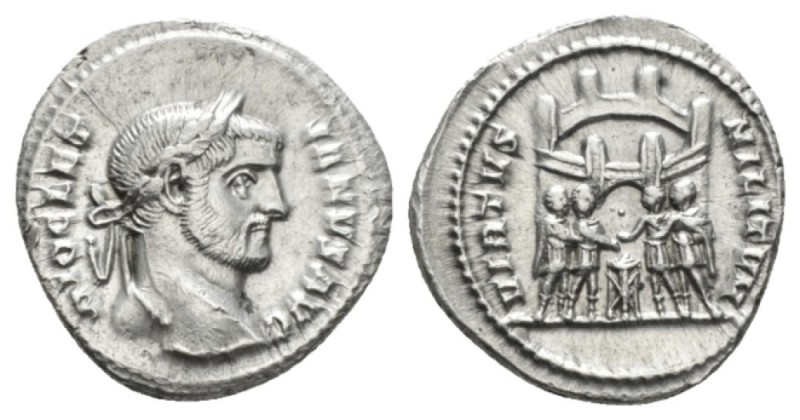 Diocletian, 284-305 Aregnteus Rome 294, AR 19mm., 2.98g. DIOCLETIANVS AVG Laurea...