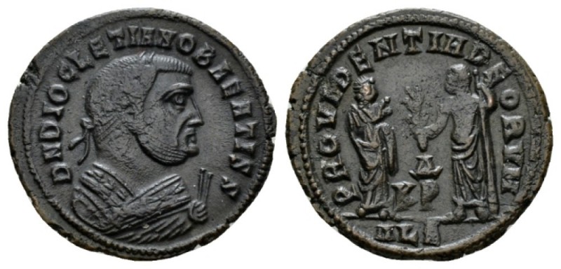 Diocletian, 284-305 Follis Lugdunum circa 308, billon 25mm., 4.95g. DN DIOCLETIA...