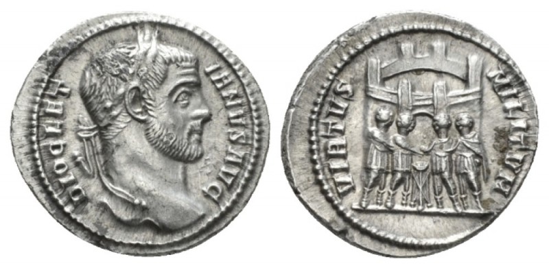 Maximianus Herculius, first reign 286-305 Argenteus Ticinum 295, AR 19mm., 3.16g...