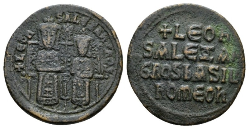 Leo VI and Alexander, 886-912 40 Nummi Constantinople 886-912, Æ 26.5mm., 6.06g....