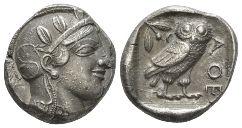 Attica, Athens Tetradrachm circa 455, AR 22.5mm., 17.01g. Head of Athena r., wea...