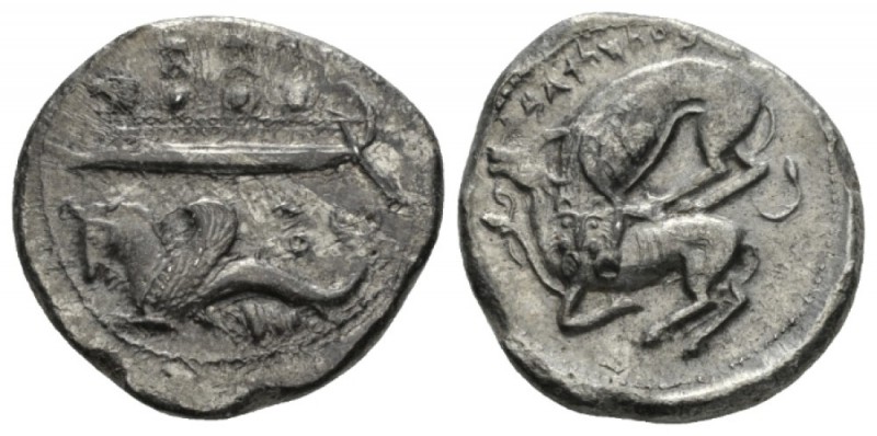 Phoenicia, Uzzibaal, circa 365-350 Byblus Dishekel circa 365-350, AR 24.5mm., 13...