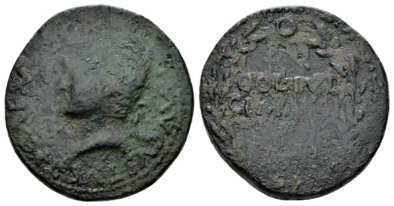 Hispania, Acci Tiberius, 14-37 Dupondius 14-37, Æ 31.5mm., 17.57g. TI CAESAR DIV...