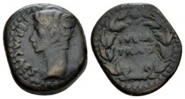 Hispania, Julia Traducta Octavian as Augustus, 27 BC – 14 AD As 27 BC-14 AD, Æ 22mm., 12.18g. Bare head l. Rev. IVLIA/TRAD in two lines within wreath....