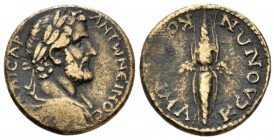 Macedonia, Koinon Antoninus Pius, 138-161 Bonze 138, Æ 26mm., 12.36g. Laureate, draped and cuirassed bust r. Rev. Thunderbolt. AMNG 259. Varbanov 3036...