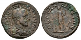 Macedonia, Thessalonica Maximinus I, 235-238 Bronze 235-238, Æ 26mm., 11.06g. Laureate, draped and cuirassed bust r. Rev. ΘECCAΛONEIKEΩN Kabeiros stan...