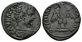 Thrace, Anchialus Septimius Severus, 193-211 Bronze 193-211, Æ 27mm., 9.94g. Laureate, draped and cuirassed bust r. Rev. Eagle standing facing on thun...