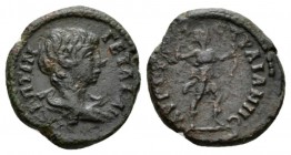 Thrace, Augusta Traiana Geta, 209-212 Bronze 209-212, Æ 18.5mm., 5.07g. Draped bust r. Rev. Artemis advancing r., holding bow and drawing arrow from q...