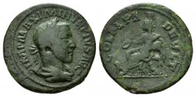 Thrace, Deultum Maximinus I, 235-238 Bronze 235-238, Æ 26.5mm., 6.44g. Laureate, draped and cuirassed bust r. Rev. Cybele enthroned l., holding patera...