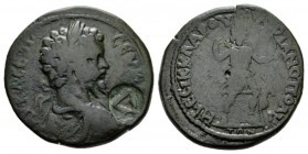 Thrace, Hadrianopolis Septimius Severus, 193-211 Bronze 193-211, Æ 27.5mm., 13.76g. Laureate, draped and cuirassed bust r.; in front, countermark Δ. R...