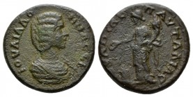 Thrace, Pautalia Julia Domna, wife of Septimius Severus Bronze 193-217, Æ 24mm., 9.18g. Draped bust r. Rev. Homonoia standing l.; holding patera over ...