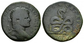 Thrace, Serdica Caracalla, 198-217 Bronze 198-217, Æ 28mm., 16.47g. Laureate head r. Rev. Fourfold coiled serpent, with head r. Varbanov 2443.

Fine...